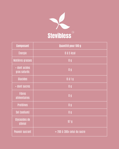 Poudre de Stévia Premium 50 g (Stevibless)