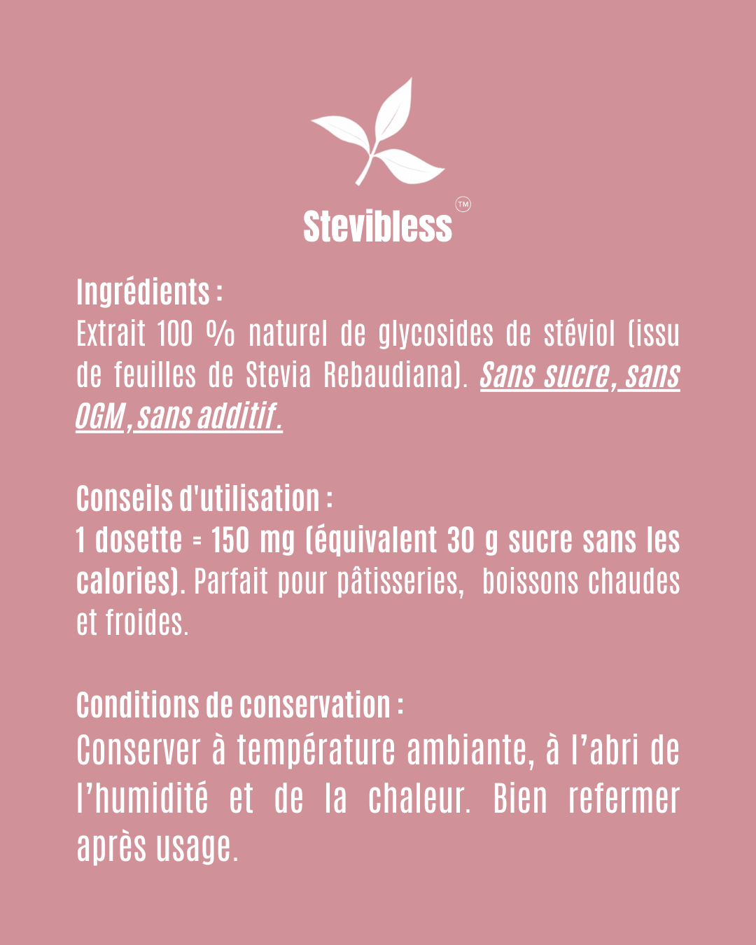 Poudre de Stévia Premium 50 g (Stevibless)